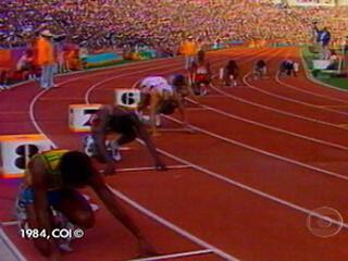 Carl Lewis vence a prova dos 200 metros na Olimpíada de Los Angeles, Retrospectiva 50 anos de TV, Globo Repórter, 1984.