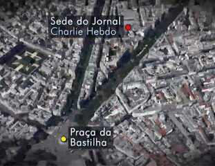 Reportagem de André Luiz Azevedo sobre o atentado terrorista contra o jornal satírico francês Charlie Hebdo, Jornal Nacional, 07/01/2015.