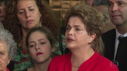 Reportagem sobre o discurso de Dilma Rousseff após o impeachment. Jornal Nacional, 31/08/2016.