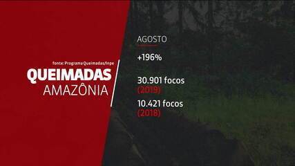 Agosto teve o maior número de focos de queimadas na Amazônia nos últimos nove anos