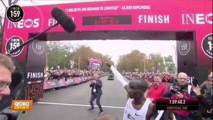 Veja como Eliud Kipchoge se tornou o primeiro atleta a correr a maratona em menos de 2 horas.