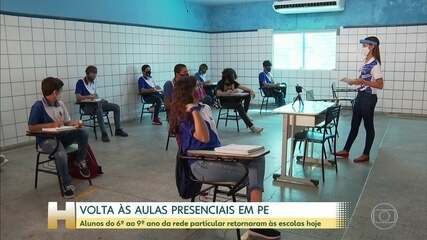 Alunos do 6º ao 9º ano da rede particular de Pernambuco voltaram às aulas presenciais