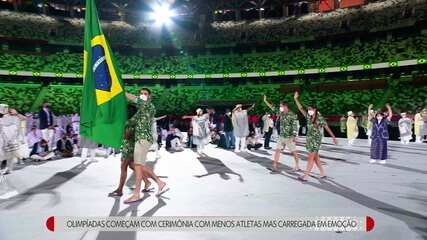 Confira os melhores momentos da cerimônia de abertura das Olimpíadas de Tóquio. Globo Esporte, 23/07/2021