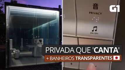 Brasileiras mostram privada que 'canta' e banheiro transparente no Japão