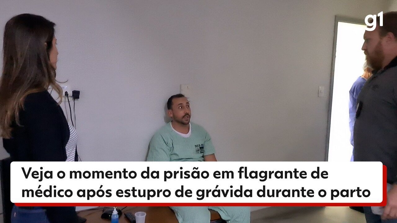 Veja o momento da prisão em flagrante de médico após estupro de grávida durante o parto