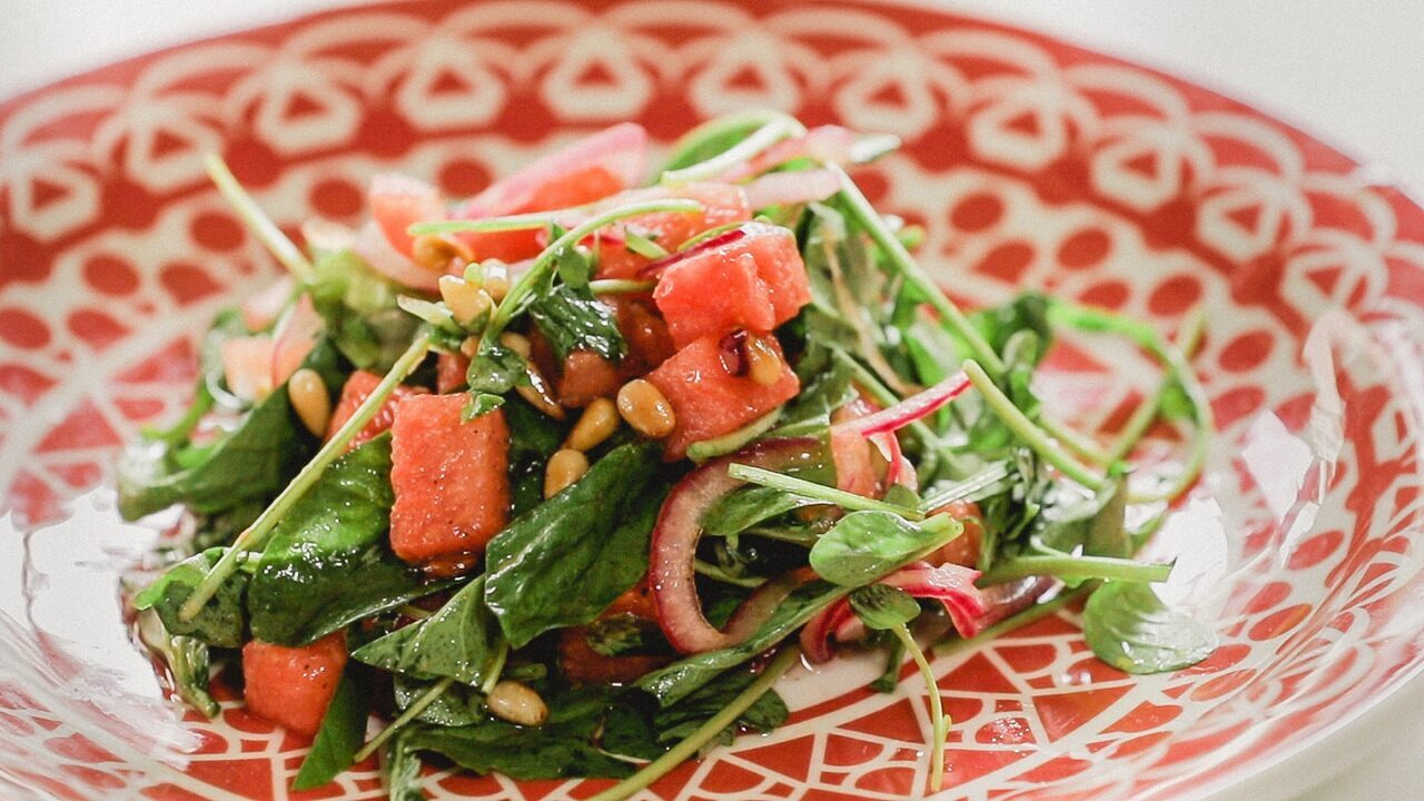 Salada de melancia com gaspacho