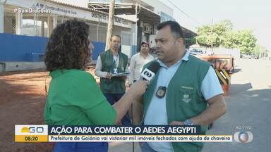 Prefeitura usa chaveiros para vistoriar imóveis e eliminar criadouros do Aedes aegypti - Goiânia tem mais de 1,6 mil imóveis fechados ou abandonados.