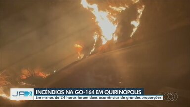 Em menos de 24 horas, dois incêndios grandes são registrados próximo a GO-164 - Em menos de 24 horas foram duas ocorrências de grandes proporções.