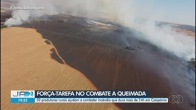 Força-tarefa combate incêndio em Caiapônia - Cinquenta produtores rurais ajudam a combater incêndio que dura mais de 24h.