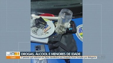 Polícia flagra menores de idade usando drogas e bebidas alcoólicas em festa clandestina - Caso aconteceu em Anápolis. Três pessoas foram levadas para a delegacia.