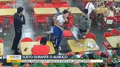 Jovem se engasga com carne e é salva por policial militar, em Goiânia - Saiba o que fazer em caso de engasgos.