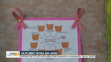 Jataí faz ação de conscientização do outubro rosa - Mulheres de 25 a 69 anos podem fazer preventivo e mamografia até às 16h30.