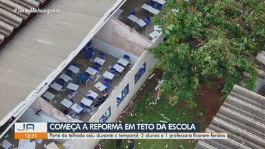 Aulas devem retornar segunda-feira em escola que perdeu o teto em temporal - Caso aconteceu em Senador Canedo.