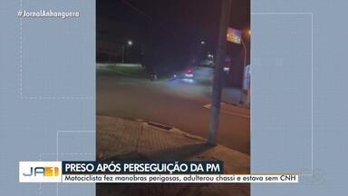 Jovem de 19 anos é presos depois de fugir da polícia - Motociclista fez manobras perigosas, adulterou chassi e estava sem CNH.