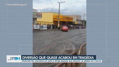 Carro que se apresentava em show automobilístico atinge público, em Caturaí - Motorista faz manobras em pista e atinge pessoas que estavam na plateia.