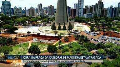 Obra na praça da catedral de Maringá está atrasada - Reforma faz parte do chamado 'Eixo Monumental' da cidade.