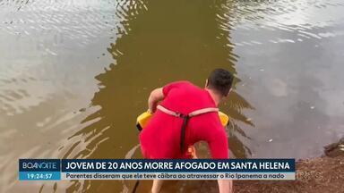 Jovem de 20 anos morre afogado em Santa Helena - Parentes disseram que ele sentiu cãibra ao atravessar o rio Ipanema a nado