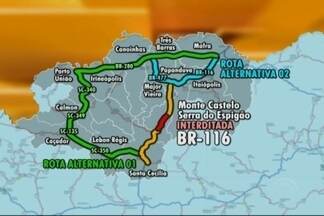 BR-116 , em Monte Castelo, é fechada para realização de obras - Bloqueio ocorrerá até sexta-feira (13).