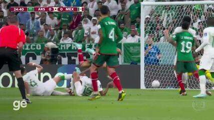 Aos 24 min do 1º tempo - finalização certa de Orbelín Pineda do México contra a Arábia Saudita