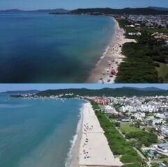 Veja antes e depois do alargamento da faixa de areia na praia de Jurerê