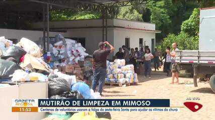 Mutirão de limpeza em Mimoso do Sul: voluntários usaram folga para ajudar a cidade