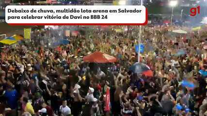 Debaixo de chuva, multidão lota arena em Salvador para celebrar vitória de Davi no BBB 24