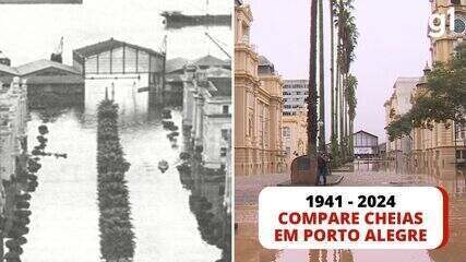 Compare imagens das cheias de 1941 e de hoje em Porto Alegre