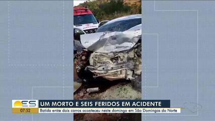 Acidente entre dois carros deixa um morto e seis feridos em São Domingos do Norte