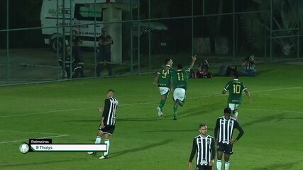 Aos 34 min do 1º tempo - gol de Thalys, do Palmeiras, contra o Atlético-MG