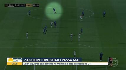 Zagueiro do Nacional (URU) passa mal e desmaia durante jogo contra o São Paulo pela Libertadores