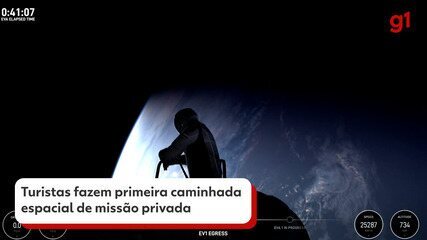 Turistas fazem primeira caminhada espacial de missão privada