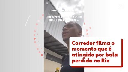 Corredor filma o momento que é atingido por bala perdida no Rio