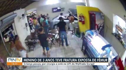 Carro invade lanchonete e atropela pessoas em Parnamirim, na Grande Natal