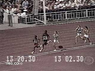 ATLETISMO: Transmissão da prova de atletismo na Olimpíada de Moscou, 50 anos de TV, 03/08/1980.