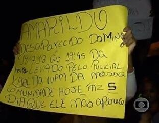 Reportagem de Diego Haidar sobre manifestação de moradores da favela da Rocinha, no Rio de Janeiro, pelo desaparecimento do pedreiro Amarildo Dias de Souza. RJTV 1ª edição, 20/07/2013.