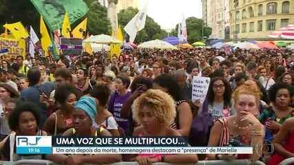 Um ano depois do assassinato, admiradores da vereadora, ativista dos direitos humanos, se reúnem em diversos pontos para lembrar da luta por respeito e cobrar justiça. RJ, 14/03/2019.