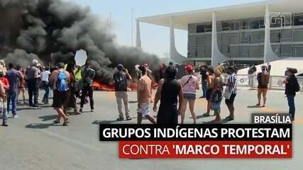 VÍDEO: Grupos indígenas protestam contra 'marco temporal', em Brasília