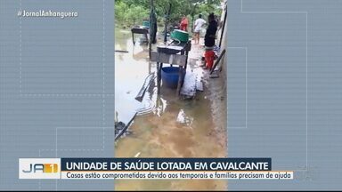 Unidade de saúde está lotada após temporais em Cavalcante - Famílias precisam de ajuda por que casas ficaram comprometidas devido as chuvas.