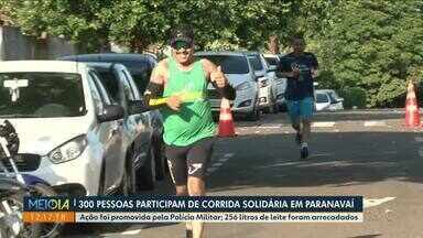 Corrida da PM arrecada 256 litros de leite em Paranavaí - Cerca de 300 corredores participaram da ação solidária.