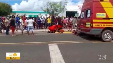 Estudante fica gravemente ferida em acidente com moto em Santa Inês - Por muito pouco ela não morreu na batida entre duas motos na Avenida Castelo Branco