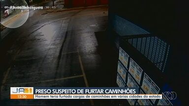 Homem é suspeito de furtar comércios e cargas de caminhões em Goiás - Ele é suspeito de cometer os crimes em várias cidades e foi preso pela polícia.