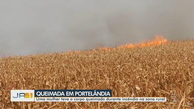 Corpo de mulher é queimado durante incêndio em Portelândia - Outros dois homens também ficaram feridos.