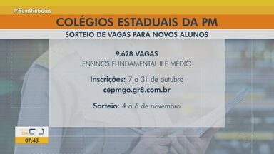 PM sorteia vagas para novos alunos de colégios militares em Goiânia - Inscrições para o processo seletivo começam no dia 7 de outubro.