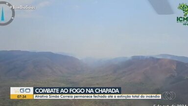 Atrativo na Chapa dos Veadeiros permanece fechado até extinção total de incêndio - Fogo foi controlado, mas não foi extinto.