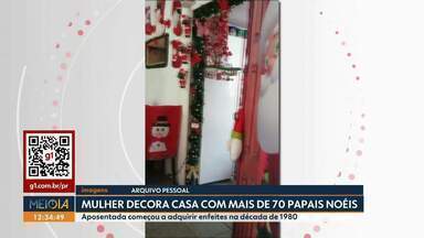 Aposentada decora casa para o Natal com acervo que guarda há 40 anos - Por conta da quantidade de enfeites, Lucia Bernes, de Londrina, começa a decorar a casa em novembro, após o Dia de Finados.