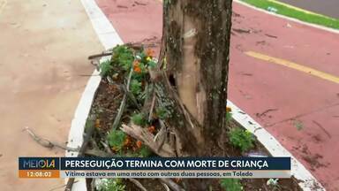 Perseguição termina com morte de criança em Toledo - Vítima estava em moto com outras duas pessoas.