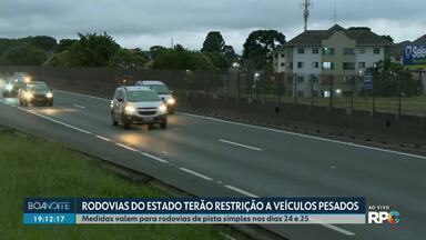 Rodovias do estado terão restrição a veículos pesados - Medidas valem para rodovias de pista simples nos dias 24 e 25