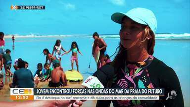 Jovem é destaque no surf cearense e dá aulas para crianças da comunidade  - Confira mais notícias em g1.globo.com/ce