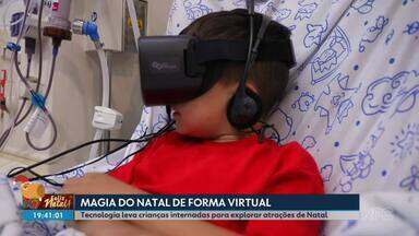 Crianças internadas visitam atrações de Natal com ajuda da tecnologia - Óculos de realidade virtual levou os pequenos para um passeio pela decoração de Curitiba, sem sair do hospital.