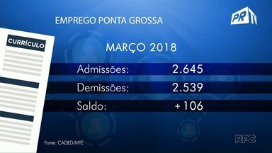 Ponta Grossa fecha março com saldo positivo na geração de empregos - Dados do Ministério do Trabalho e Emprego mostram que no mês passado foram criadas 106 novas vagas de emprego na cidade.